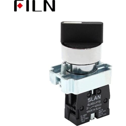 XB2-10X_21 AC 240V 3A NO SPST Black Cap 2 Position Selector Latching Rotary Switch Push Button Switch
