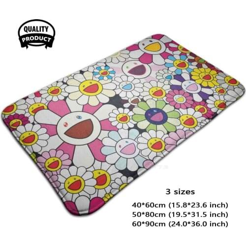 Bright Flower Japanese Print Soft Foot Pad Room Goods Rug Carpet Q Pride Pride Aids Doodle Colorful Minimal Colourful Artist