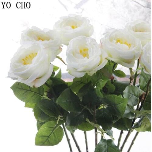 YO CHO 67cm Artificial Flowers Peony White Pink Silk Rose Red Wedding Flowers Bridal Bouquet Home Garden Decoration Fake Flowers