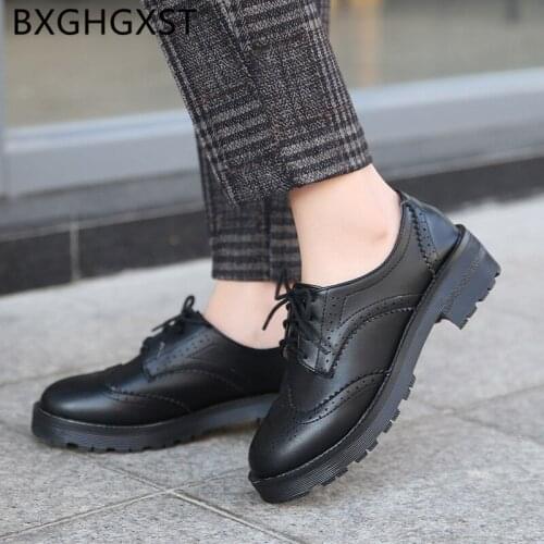 Vintage brogues woman leather shoes women creepers platform shoes women Harajuku low heel shoes zapatillas mujer casual туфли