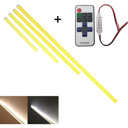 10PCS 5PCS 200mm 300mm 400mm 500mm 600mm flexible 12V led cob strip Bar light with wireless RF controller for auto light