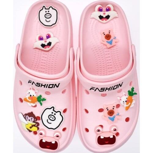 10PCS PVC Shoe Charms Croc Monkey/Pig/Rabbit Buckles Graden Shoes Accessories Croc Button Charm Wristband Kids X-mas