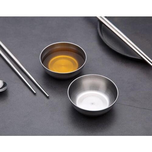 100pcs Stainless Steel Sauce Dish Kitchen Soy Sauce Small Dish Dip Plate Seasoning Bowl Condiment Container 8cmX3cm SN210