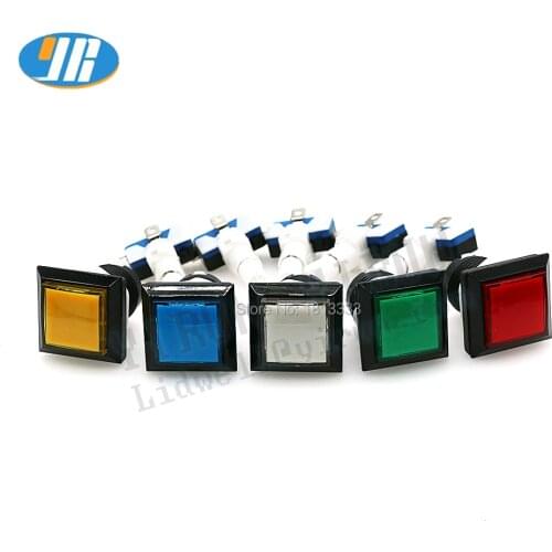 100pcs/lot 33mm Arcade Push Button 12v Illuminated Push Button Switch Square SELECT Button Black border