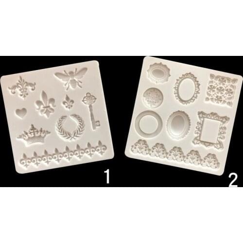 2PCS/set Fondant Silicone Mold, Dry Pace Epoxy Mold, European Style Dress Up Jewel Totem Pattern Border Cake Decorating Mold
