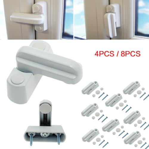 2Pcs Practical Window Safety Locks White Security Restrictor Lock Child Safety Protection Lock for UPVC Door Windows Sash Jammer