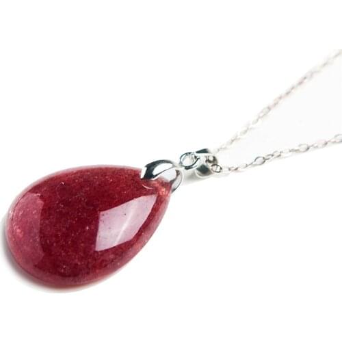 Genuine Natural Red Strawberry Quartz Pendant For Jewelry Making Women Necklace Charms Water Drop Bead Pendant 28*22*8mm