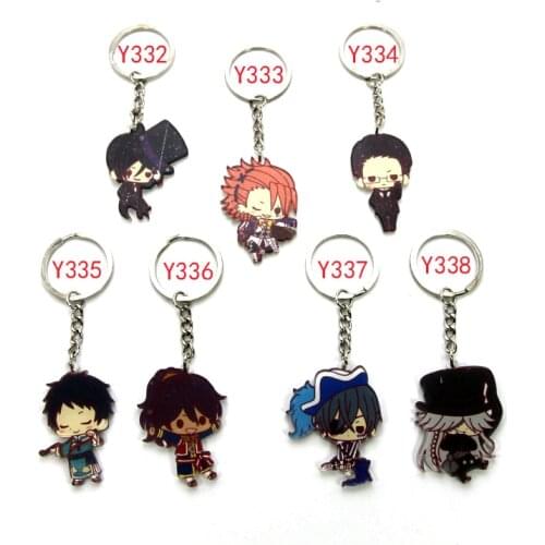 7pcs/set Anime Keychain Black Bulter Kuroshitsuji Ciel Sebastian Drossel Kainz William Death Undertaker grell sutcliff Keyring