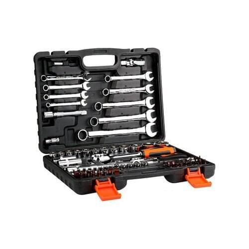 82PCS 1/2 1/4" 4-32mm Portable Multi-function Hardware Tool Set Ratchet Quick Socket Wrench Auto Repair Toolbox Combination Tool