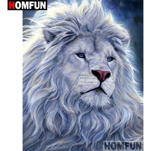 HOMFUN 5D DIY Diamond Painting Full Square/Round Drill "Animal lion" 3D Embroidery Cross Stitch gift Home Decor A02049
