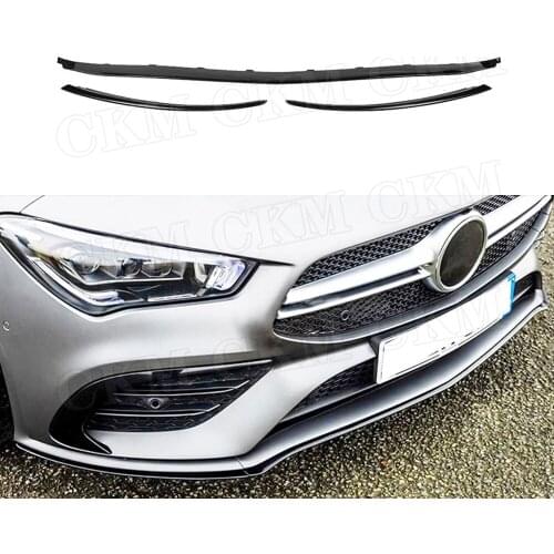 ABS Gloss Black Material Front Bumper Lip For Mercedes Benz W118 C118 CLA35 CLA180 CLA200 CLA250 AMG Line 2019-2024