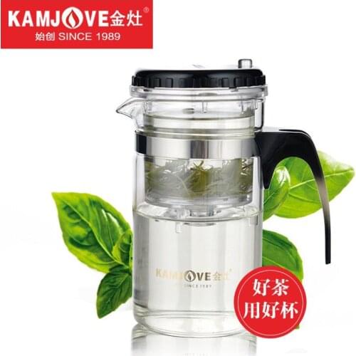 [GRANDNESS] TP-120 Kamjove Art Tea Cup * Mug & Tea Pot 200ml Glass Teapot Press AUTO-OPEN Flower Tea Pot Convenient Office Pot