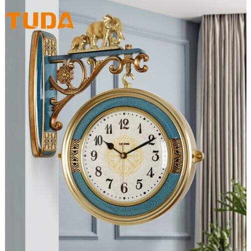 Bei ou shi shuang mian zhong Watch Clock Fashion Living Room Home Modern Simple and Luxury Graceful Creative Wall Hanging Clock