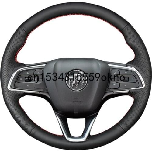 DIY Steering Wheel Cover Custom Fit For Buick Envision SENCORE GX Stitch On Wrap Interior Accessories Black Top Leather