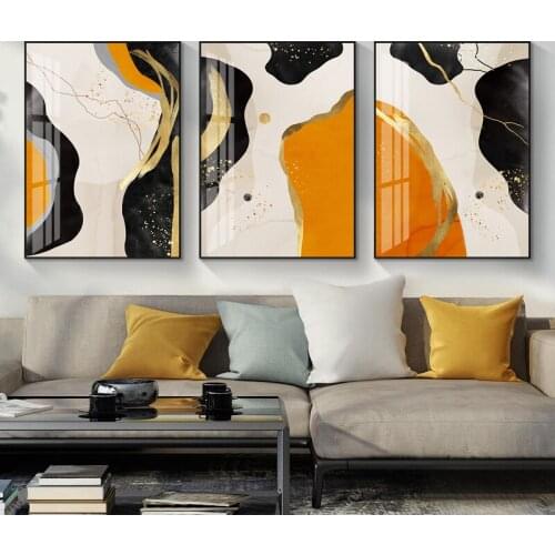 Nordic Decoration Gold Black Modern Abstract Canvas Painting Posters and Prints Wall Art Pictures for Living room Home Decor