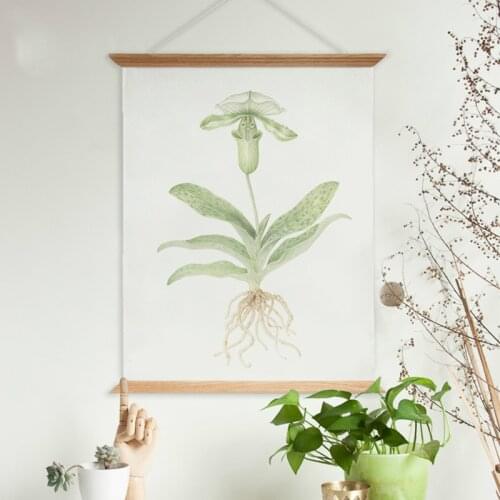 Country Style Fresh Green Plants Flora Painting Wooden Poster Hanger Wall Decorative Poster Frame Scroll Hang Art Photo Prop