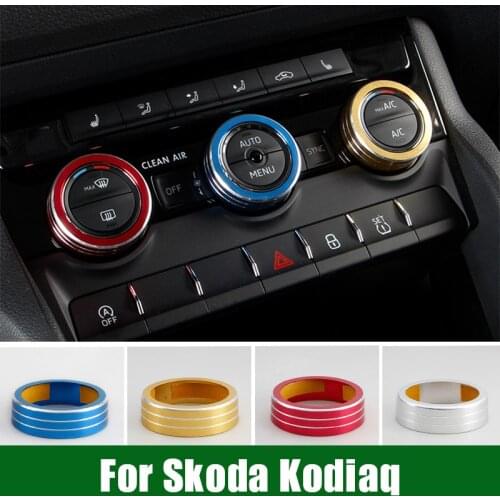 For Skoda Kodiaq Air Conditioning Control Panel Protective Ring Rotary Button Switch Decorative Protective Cover car accessories