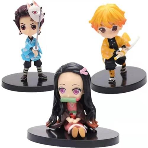 3 Pcs Devils Blade Anime Figures Demon Slayer Corps Tanjirou Nezuko Zenitsu PVC Action Figures Kimetsu Yaiba Collectible Model