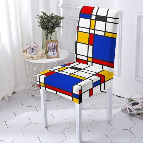 Geometric Elastic Dining Chair Cover Modern Removable Anti-dirty Kitchen Seat Case Stretch Chair Slipcover for Banquet Wedding