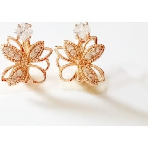 Crystal Earrings 585 Gold Color Earring White Cubic Zircon Women Drop Earring Fashion Jewelry