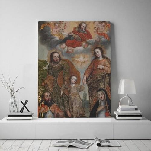 Double trinity saint augustine and catherine Painting Canvas poster wall Art decor Living room Bedroom Decoration Prints