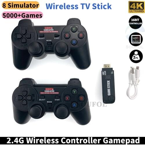 4K HD Video Game Console 2.4G Double Wireless 16 Bit Controller For AR/FC/GBC Retro TV 5000 + Games Stick Dropshipping