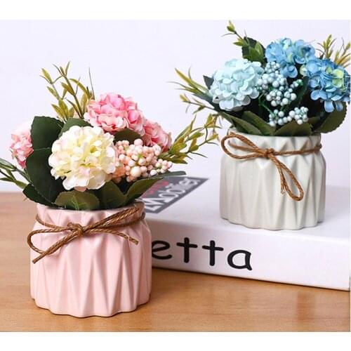 Simulation Plant Bonsai Silk Flower Flower Ceramic Plant Potted European Fashion Home Dining Table Living Room Wedding Decocraft