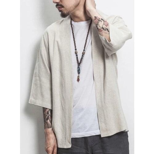 Kimono men yukata shirt samurai clothing costume mens haori karate Japanese streetwear clothing Japanese kimono traditional T466