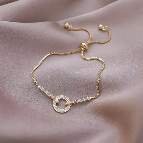 Fashionable Simple AAA Cubic Zirconia Pendant Bracelet for Woman Round Shiny Crystal Korean Bangle Female 2021 New Jewelry Gifts