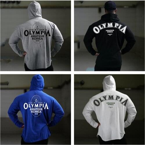 Mens 2021 Fitness Workout Sweatshirts Male Autumn cotton hoodie Fashion Casual Hooded Jacket Man Jogger Workout Sportswear