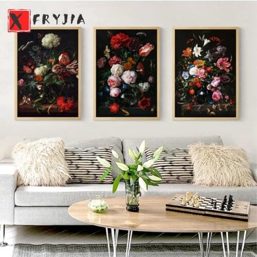 3pcs Diamond Painting Dutch Flower Still Life Dark Flower Diamond Embroidery Flower Cross Stitch Kit Mosaic Rhinestone Wall Art