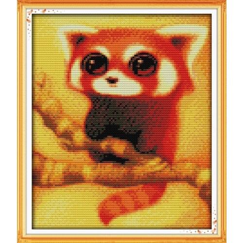 Raccoon cross stitch kit 14ct 11ct pre stamped canvas embroidery DIY handmade needlework