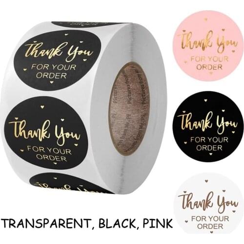 50-500pcs "THANK you for your order"sticker for envelope sealing labels sticker black pink transparent gold sticker stationery