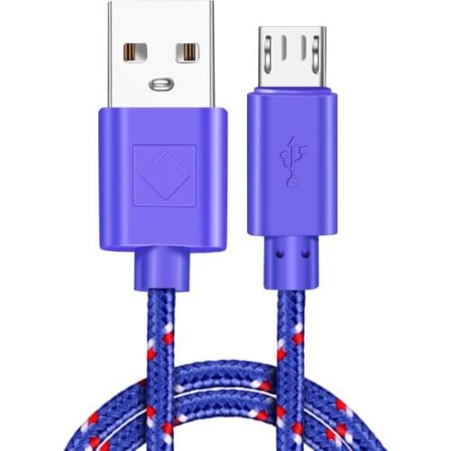Nylon Cloth Multicolor Micro USB Cable 1m/2m Data Charging Wire For Samsung HTC LG Huawei Xiaomi Redmi Android Charging Cable