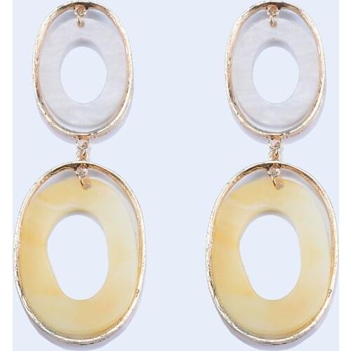 2020 New ZA Drop Earrings Multilayer Circle Acetate Plate Long Earrings Women Geometric Round Statement Hanging Earrings Jewelry