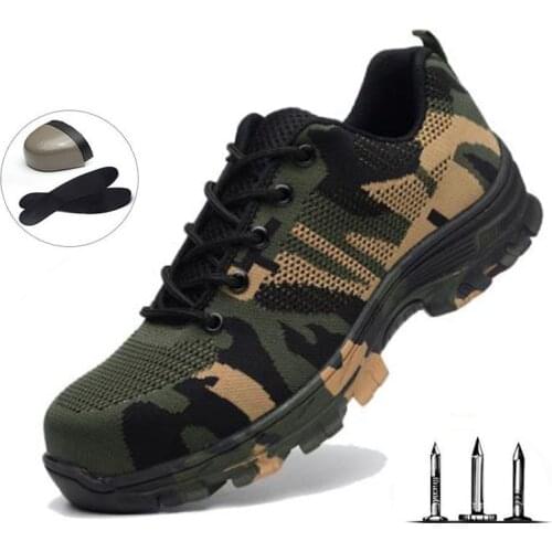 New Outdoor Camouflage Training Shoes Mens Anti-mite Stab Labor Insurance Shoes Breathable Sports Shoes Safety Work Boots Men