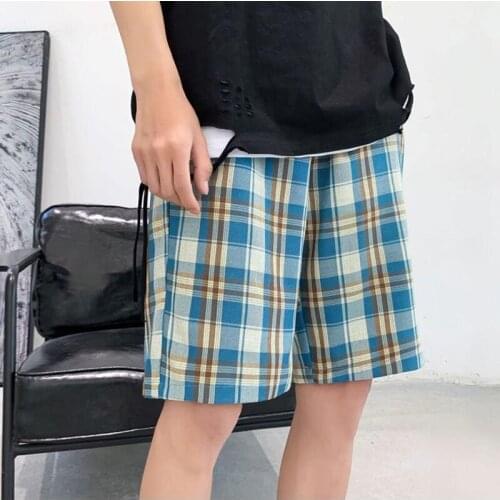Summer New Lattice Pants Loose Thin Five-point Pants Ins Wide-leg Shorts Harajuku Vintage Dropshipping Taille Para Streetwear