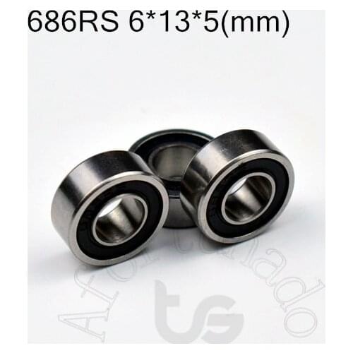 686RS 6*13*5(mm) 10pieces free shipping ABEC-5 bearings rubber Sealed Miniature Mini Bearing 686 686RS chrome steel bearing
