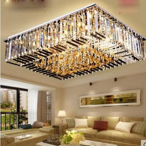 Rectangular crystal lamp living room led ceiling lamp living room lamp simple modern lighting fixtures led lighting fixture led