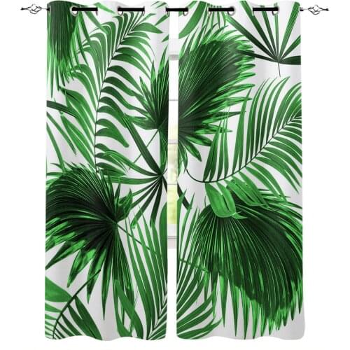 Plant Green Palm Leaf Windows Curtains Living Room Bedroom Kitchen Curtains For Children Drapes Window Treatments