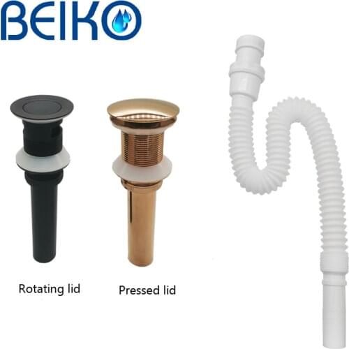 Grey Black Gold White Brass Basin Sink Pop Up Drain Brass Drain Plug Gold Bathroom Sink Pop up Drain With and Without Overflow