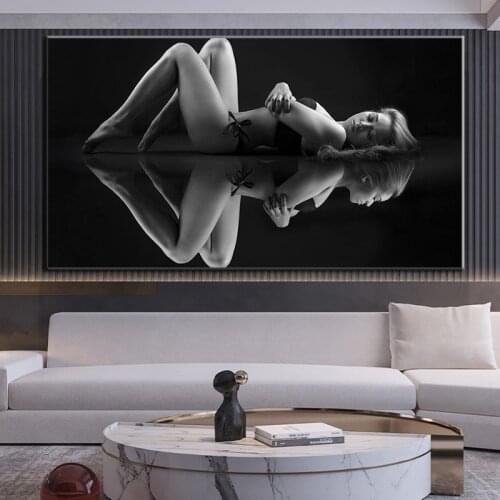Nordic Nude Women Canvas Paintings Clear Reflection Figure Posters HD Printed Modern Wall Art Picture For Livingroom Home Decor