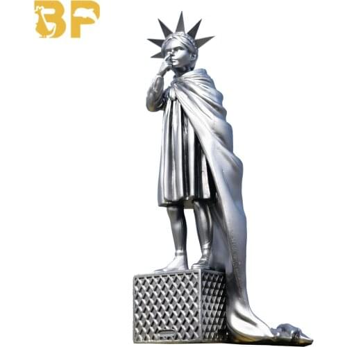 Modern Art 25cm Liberty Girl Silver Ver. Riot of Liberty Nose-picking Girl Resin Sculpture Home Decor Most Creative Gift