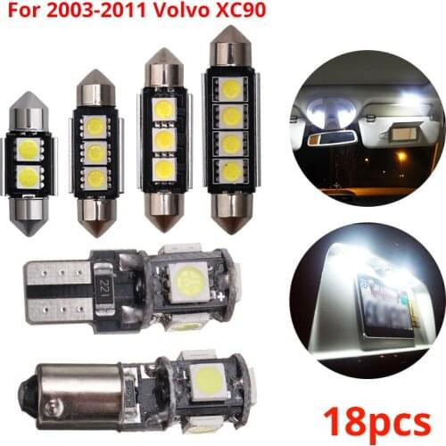 18pcs/set Canbus Car Interior LED Dome Map Reading Glove Light for 2003-2011 Volvo XC90 Led Kit Light DC 12V White