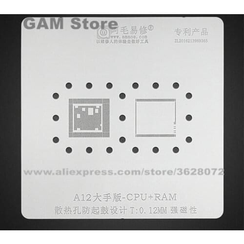 A12 CPU RAM BGA Stencil For iPhone XS XSMAX XR Upper Layer IC Reballing Solder Ball Tin Plant Net Steel Mesh Amaoe For Big Hand