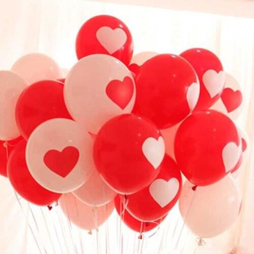 20pcs/lot Romantic Love Heart Red White Latex Balloon Inflatable Air Balls Wedding Birthday Party Decoration Helium Balloons