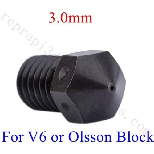 Top Quality Hardened Steel Nozzle F/ 3.0mm V6 Hotend / Ultimaker 2+ Extended 3D printer Olsson Block Print PEEK PEI Carbon Fiber