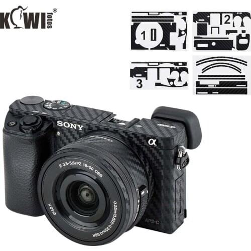 Anti-Scratch Camera Body Skin Cover for Sony A6100 A6400 A6300 + SELP1650 16-50mm Lens Protector 3M Sticker Carbon Fiber Film