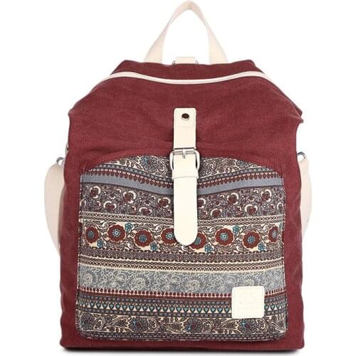 Women Canvas Backpack Bookbag Female Dual Purpose Shoulder Bag Daily Travel Backpacks Crossbody Bags Teens School Backpack