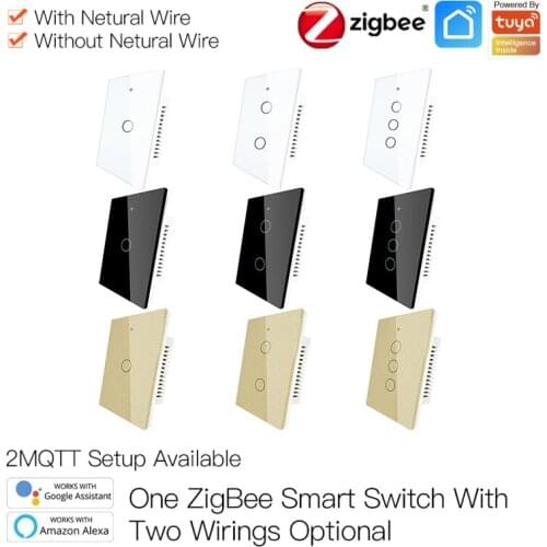 1/2/3 Gang ZigBee TUYA WiFi Smart Touch Switch Light Switch 100-240V Home Wall Button For Alexa And Google Home US EU Standard